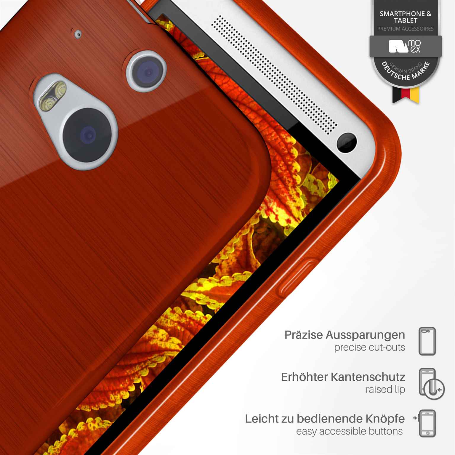 moex Brushed Case für HTC One M8s – Silikon Handyhülle, Backcover in Aluminium Optik – Weiteres Produktbild 2