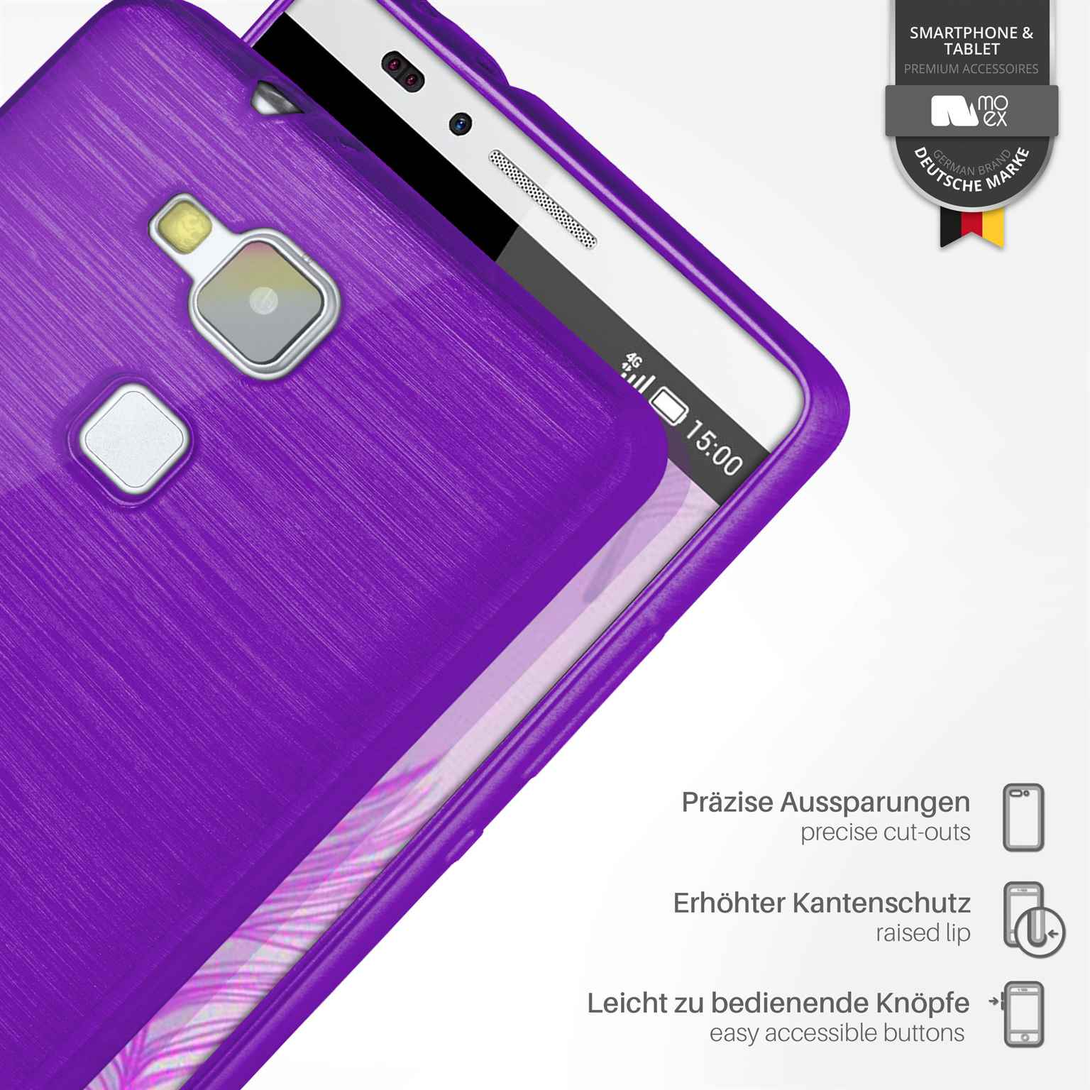 moex Brushed Case für Huawei Ascend Mate 7 – Silikon Handyhülle, Backcover in Aluminium Optik – Weiteres Produktbild 2