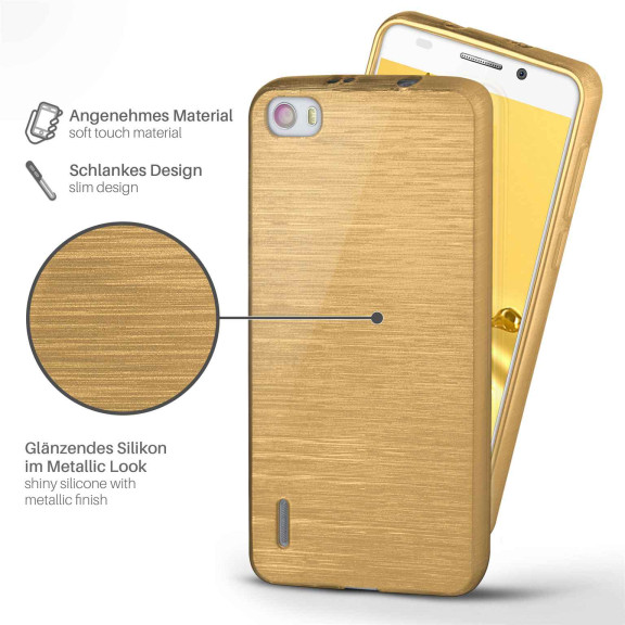 moex Brushed Case für Huawei Honor 6 – Silikon Handyhülle, Backcover in Aluminium Optik – Weiteres Produktbild 2