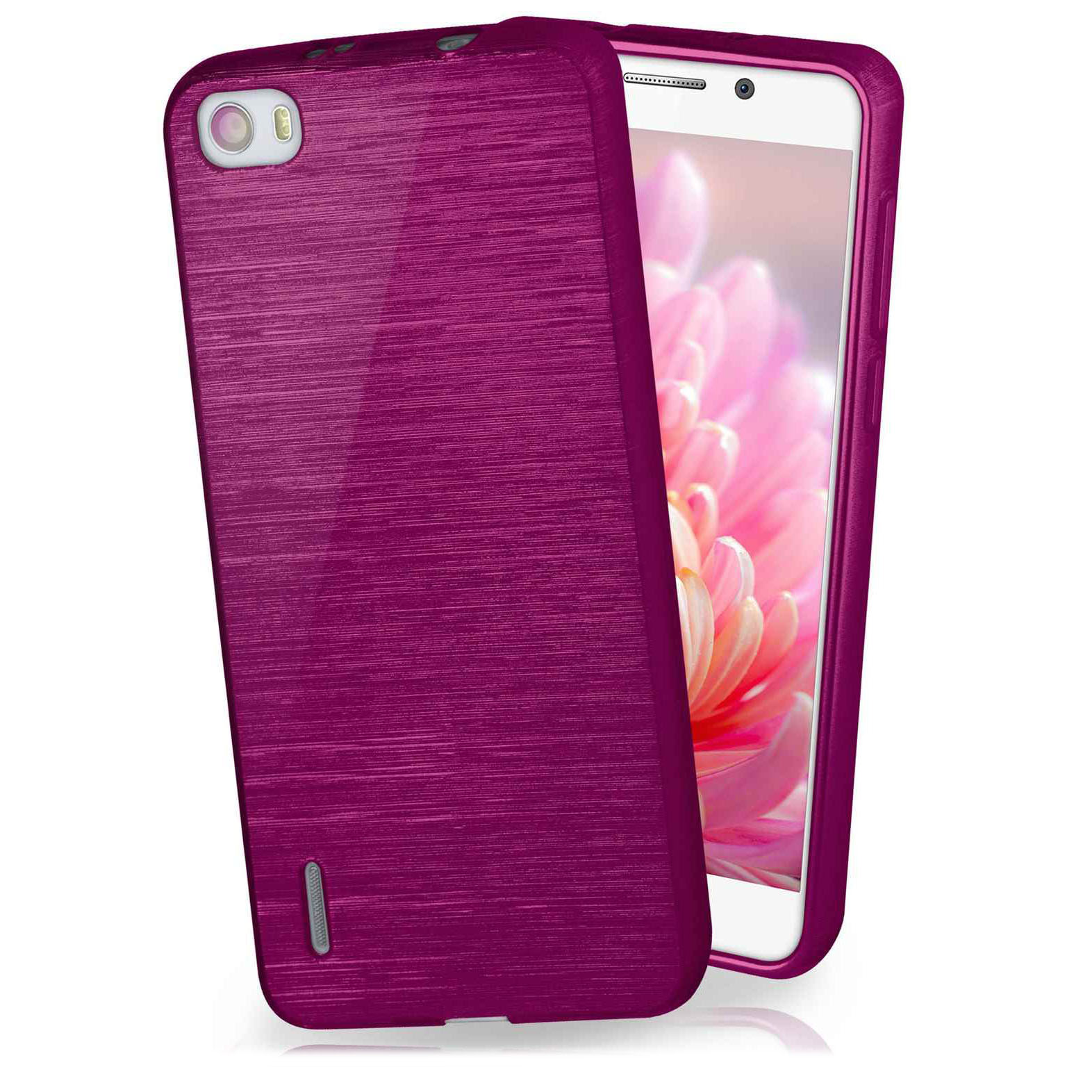 moex Brushed Case für Huawei Honor 6 – Silikon Handyhülle, Backcover in Aluminium Optik – Purpure-Purple