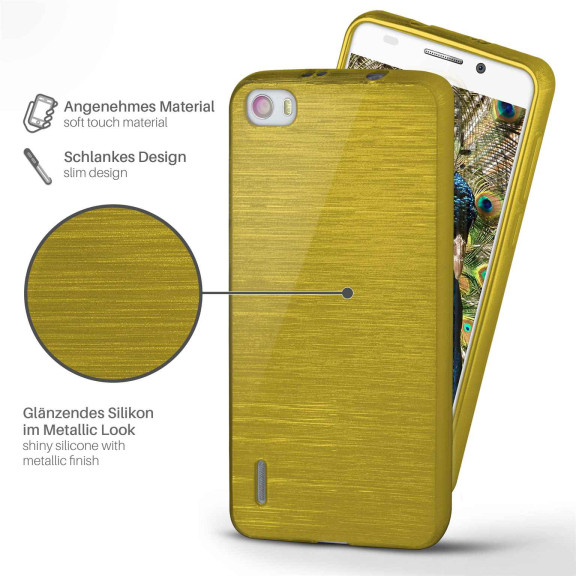 moex Brushed Case für Huawei Honor 6 – Silikon Handyhülle, Backcover in Aluminium Optik – Weiteres Produktbild 2