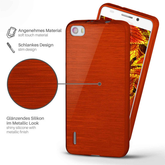 moex Brushed Case für Huawei Honor 6 – Silikon Handyhülle, Backcover in Aluminium Optik – Weiteres Produktbild 2