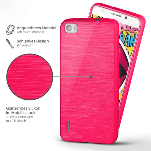 moex Brushed Case für Huawei Honor 6 – Silikon Handyhülle, Backcover in Aluminium Optik – Weiteres Produktbild 2