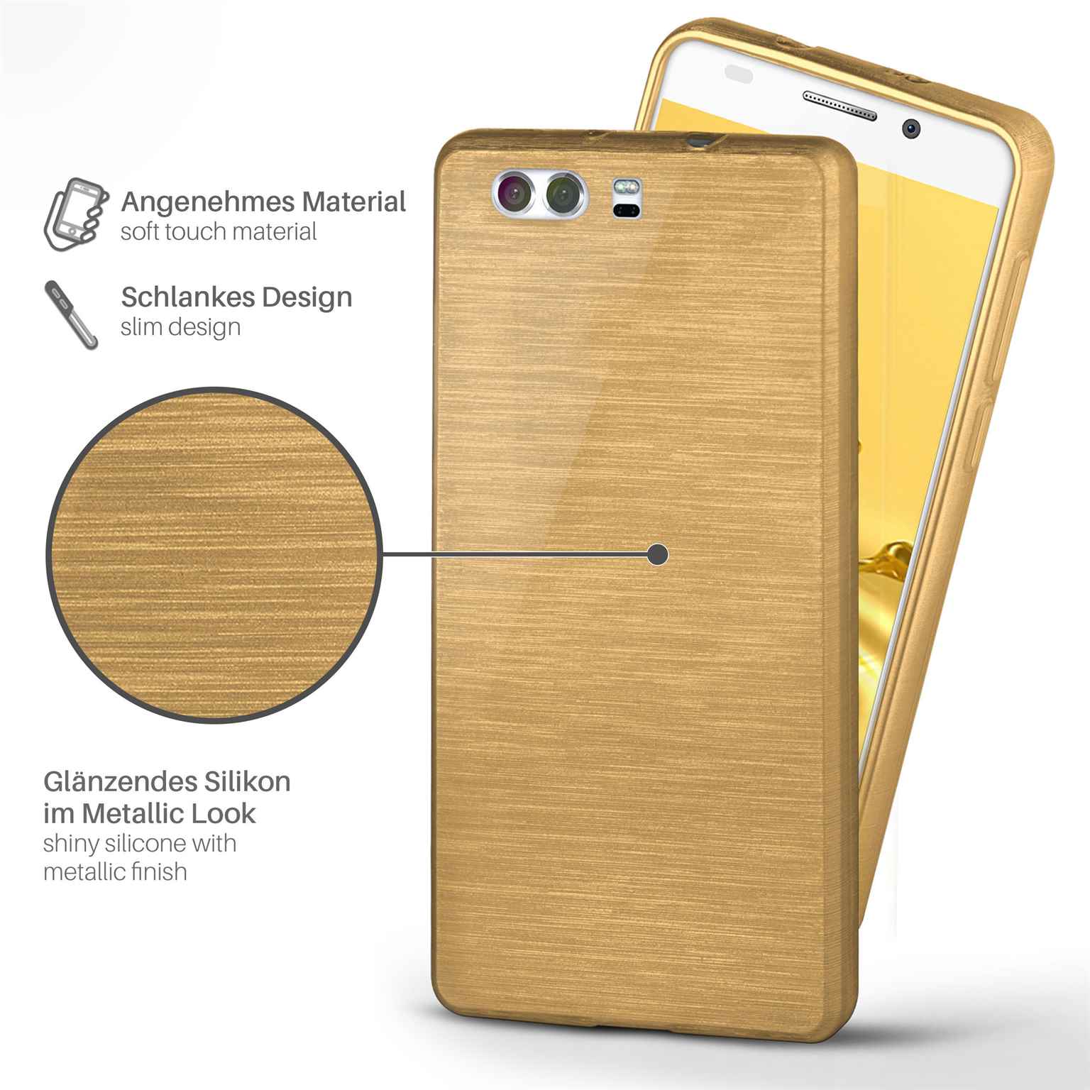 moex Brushed Case für Huawei P10 – Silikon Handyhülle, Backcover in Aluminium Optik – Weiteres Produktbild 1