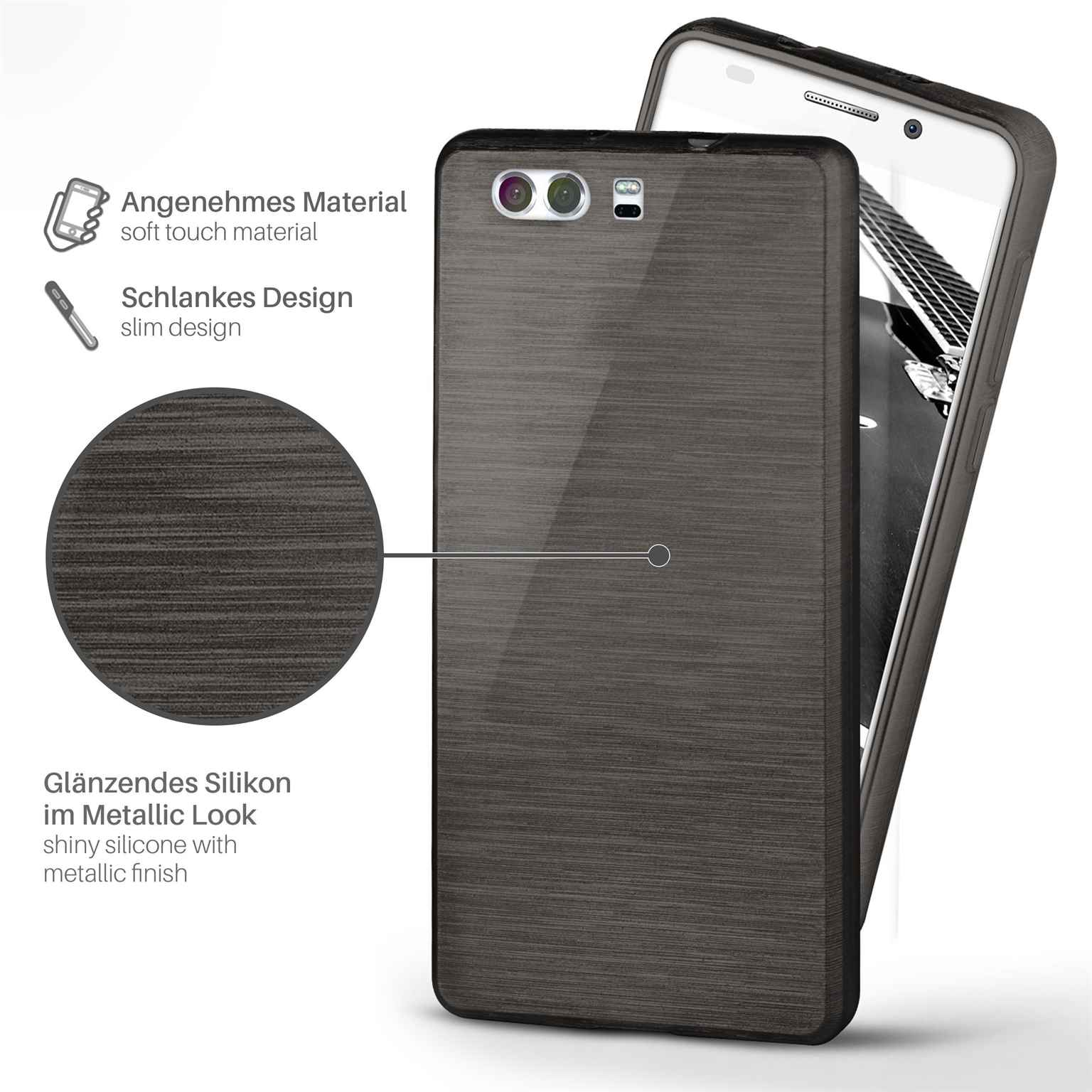 moex Brushed Case für Huawei P10 – Silikon Handyhülle, Backcover in Aluminium Optik – Weiteres Produktbild 1