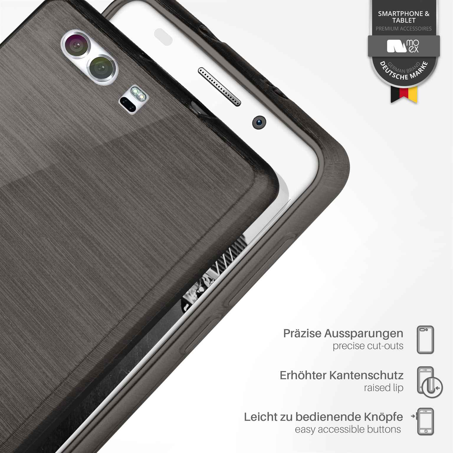 moex Brushed Case für Huawei P10 – Silikon Handyhülle, Backcover in Aluminium Optik – Weiteres Produktbild 2