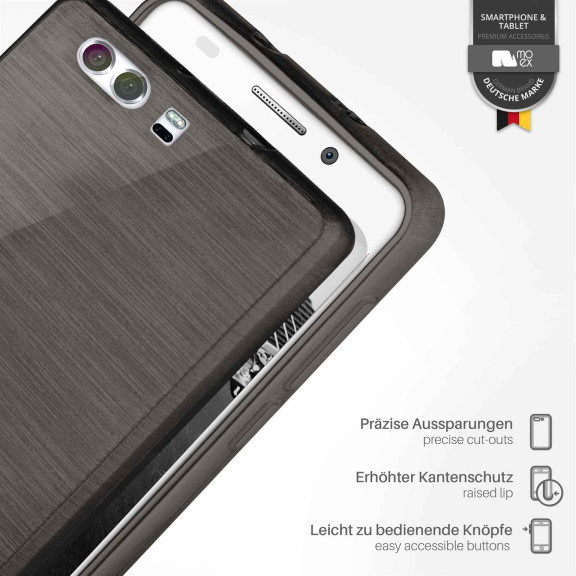moex Brushed Case für Huawei P10 – Silikon Handyhülle, Backcover in Aluminium Optik – Weiteres Produktbild 3