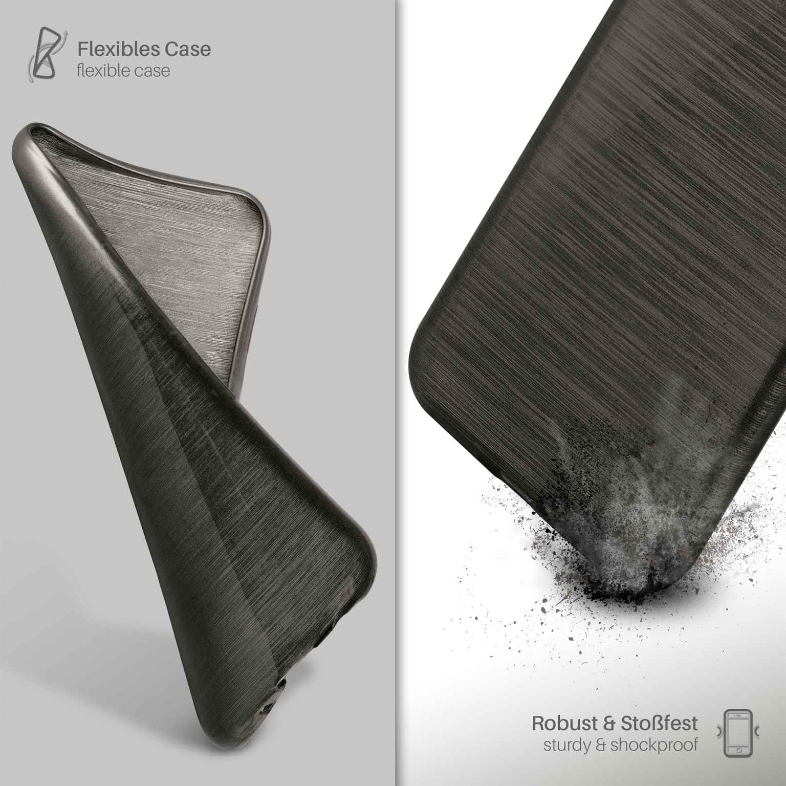 moex Brushed Case für Huawei P10 – Silikon Handyhülle, Backcover in Aluminium Optik – Weiteres Produktbild 3