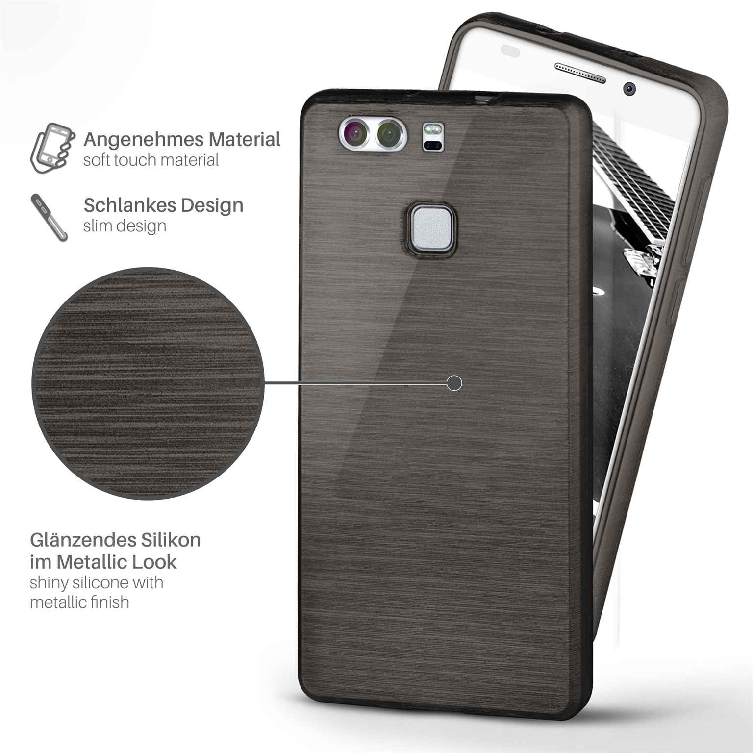 moex Brushed Case für Huawei P9 – Silikon Handyhülle, Backcover in Aluminium Optik – Weiteres Produktbild 1