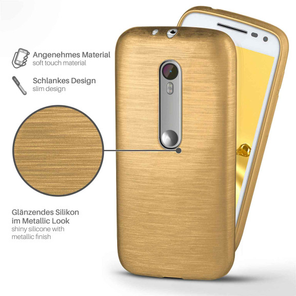 moex Brushed Case für Motorola Moto G3 – Silikon Handyhülle, Backcover in Aluminium Optik – Weiteres Produktbild 2