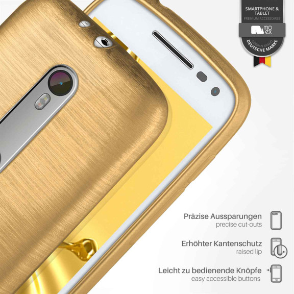 moex Brushed Case für Motorola Moto G3 – Silikon Handyhülle, Backcover in Aluminium Optik – Weiteres Produktbild 3