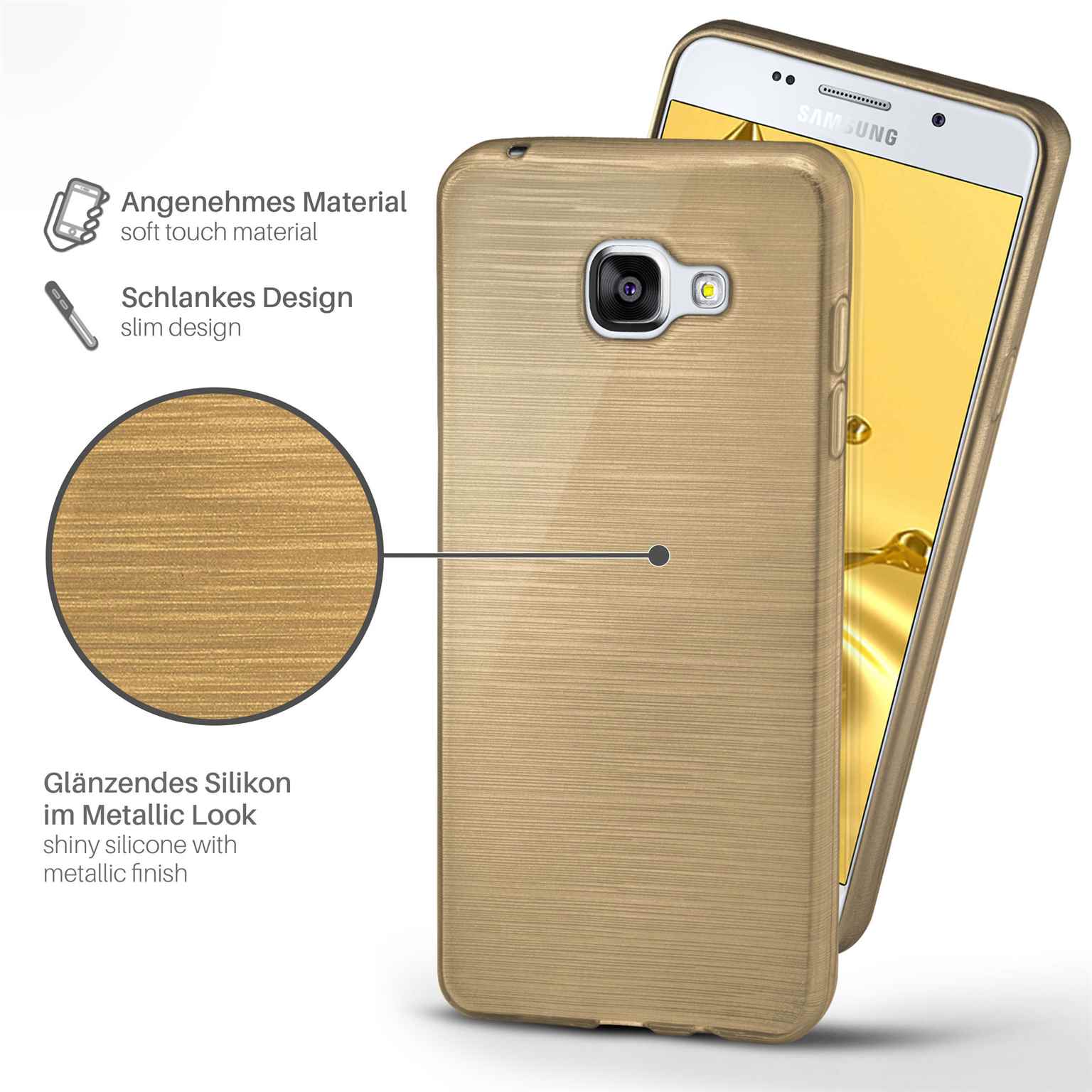moex Brushed Case für Samsung Galaxy A3 (2016) – Silikon Handyhülle, Backcover in Aluminium Optik – Weiteres Produktbild 2 moex Brushed Case für Samsung Galaxy A3 (2016) – Silikon Handyhülle, Backcover in Aluminium Optik – Weiteres Produktbild 2