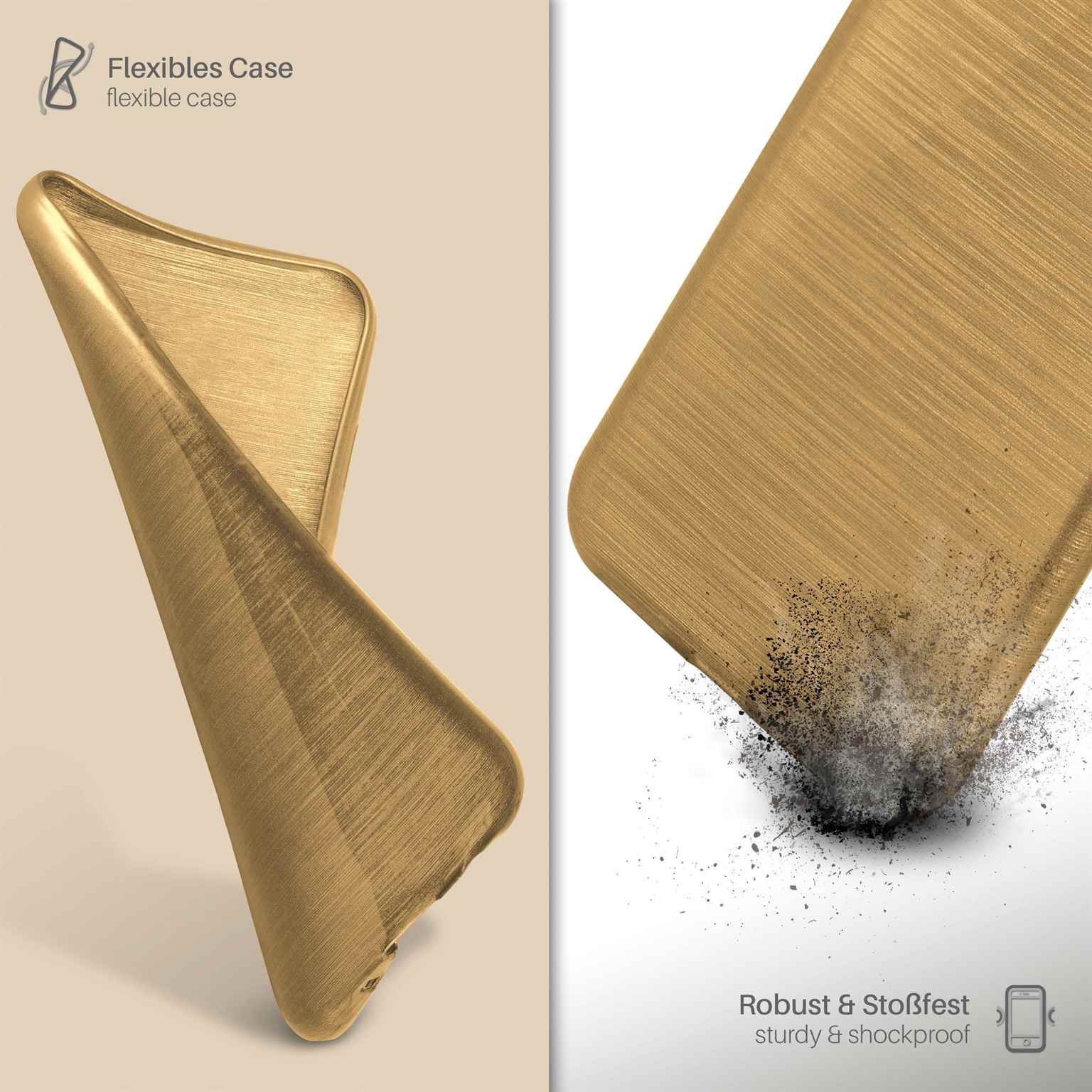 moex Brushed Case für Samsung Galaxy A3 (2017) – Silikon Handyhülle, Backcover in Aluminium Optik – Weiteres Produktbild 3