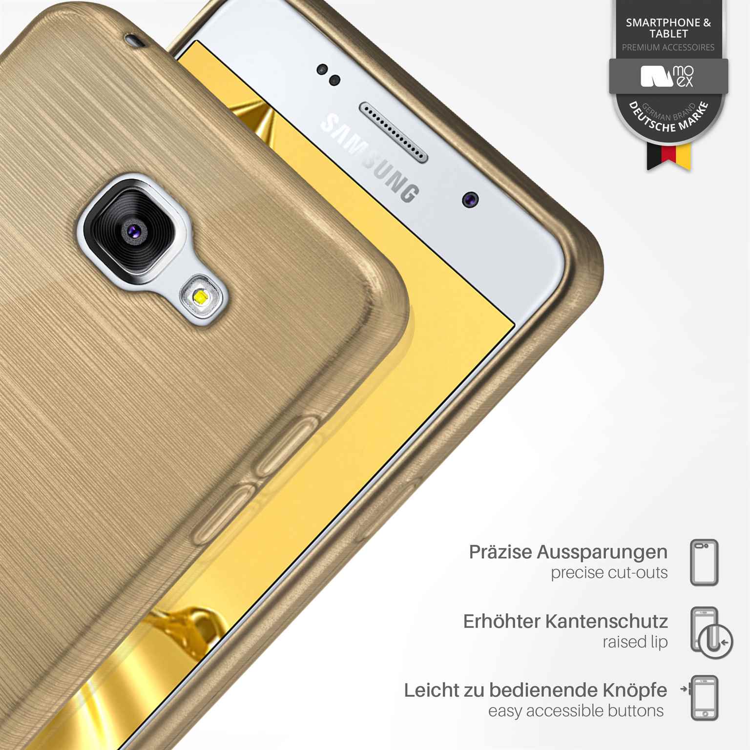 moex Brushed Case für Samsung Galaxy A5 (2016) – Silikon Handyhülle, Backcover in Aluminium Optik – Weiteres Produktbild 2