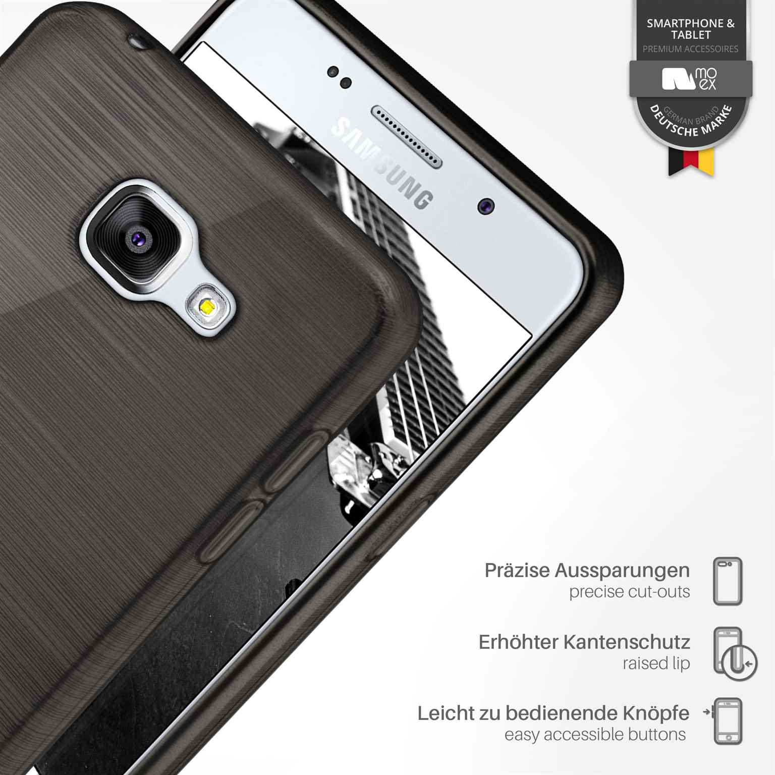 moex Brushed Case für Samsung Galaxy A5 (2016) – Silikon Handyhülle, Backcover in Aluminium Optik – Weiteres Produktbild 2