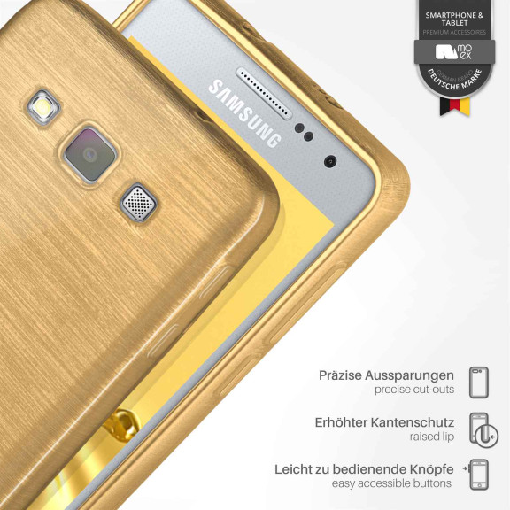 moex Brushed Case für Samsung Galaxy A7 (2015) – Silikon Handyhülle, Backcover in Aluminium Optik – Weiteres Produktbild 3