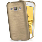 moex Brushed Case für Samsung Galaxy J1 (2015) – Silikon Handyhülle, Backcover in Aluminium Optik – Weiteres Produktbild 1