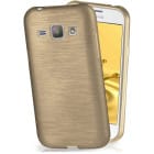 moex Brushed Case für Samsung Galaxy J1 (2015) – Silikon Handyhülle, Backcover in Aluminium Optik – Produktbild 1