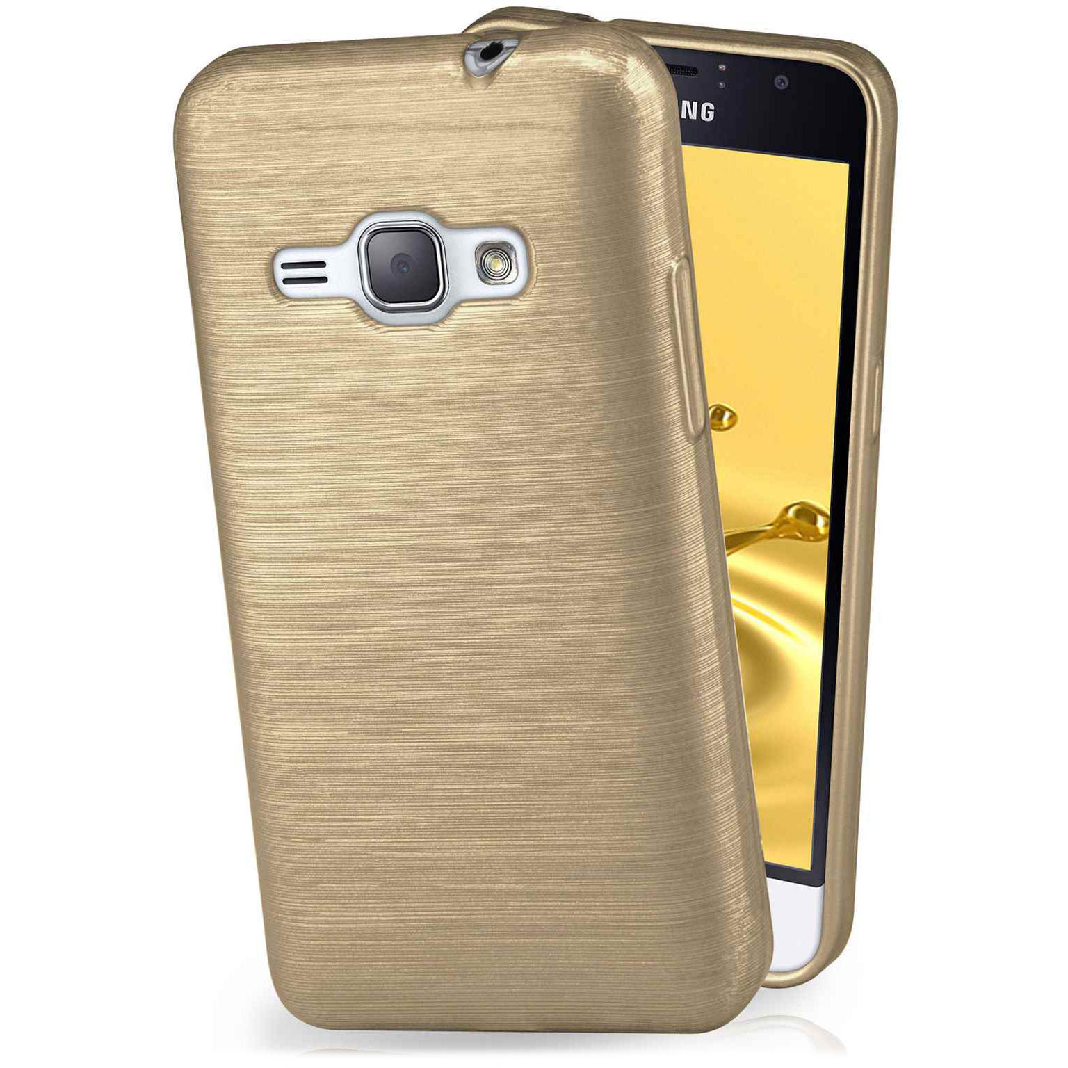 moex Brushed Case für Samsung Galaxy J1 (2016) – Silikon Handyhülle, Backcover in Aluminium Optik – undefined