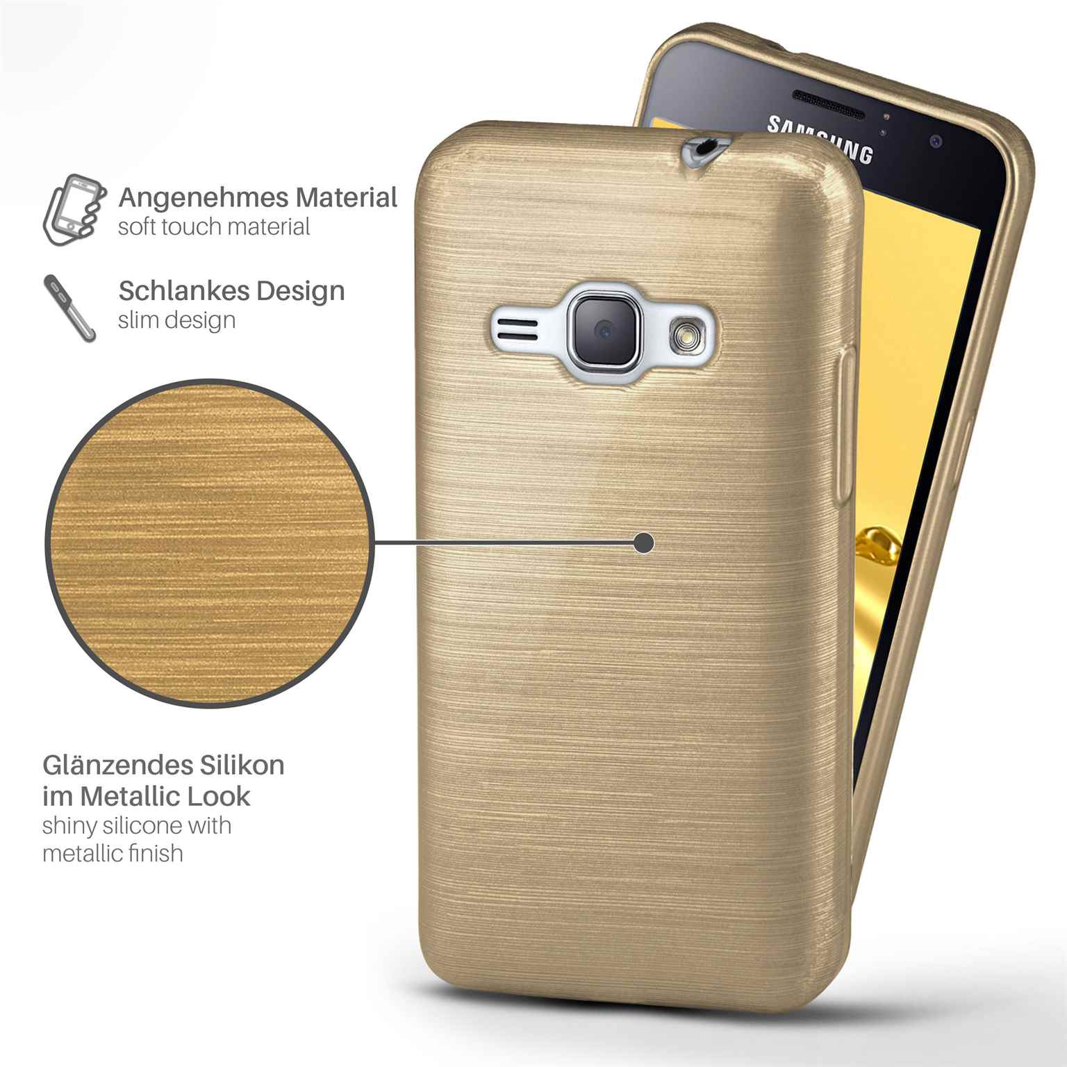 moex Brushed Case für Samsung Galaxy J1 (2016) – Silikon Handyhülle, Backcover in Aluminium Optik – Weiteres Produktbild 2 moex Brushed Case für Samsung Galaxy J1 (2016) – Silikon Handyhülle, Backcover in Aluminium Optik – Weiteres Produktbild 2