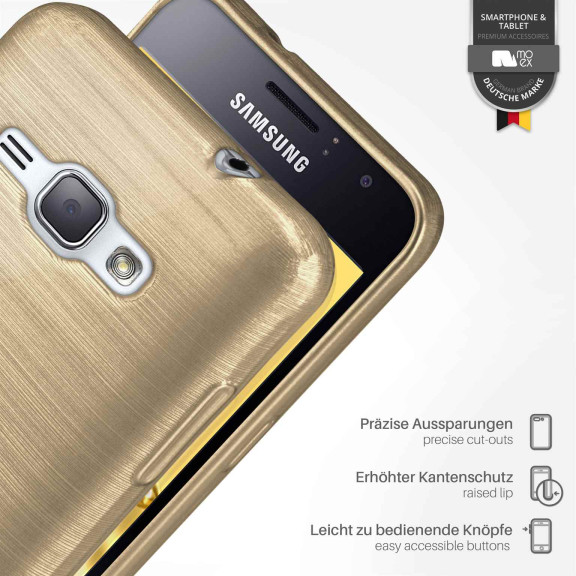 moex Brushed Case für Samsung Galaxy J1 (2016) – Silikon Handyhülle, Backcover in Aluminium Optik – Weiteres Produktbild 3