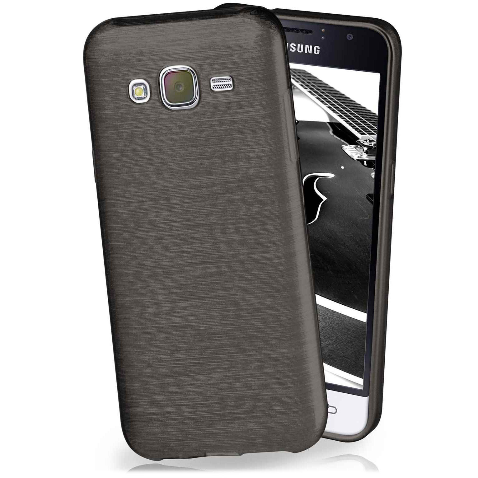 moex Brushed Case für Samsung Galaxy J3 (2016) – Silikon Handyhülle, Backcover in Aluminium Optik – undefined