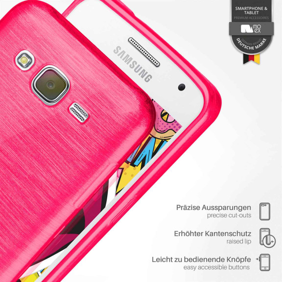 moex Brushed Case für Samsung Galaxy J5 (2015) – Silikon Handyhülle, Backcover in Aluminium Optik – Weiteres Produktbild 3