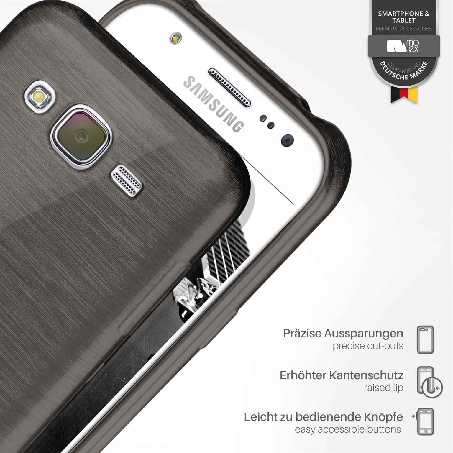 moex Brushed Case für Samsung Galaxy J5 (2015) – Silikon Handyhülle, Backcover in Aluminium Optik – Weiteres Produktbild 3