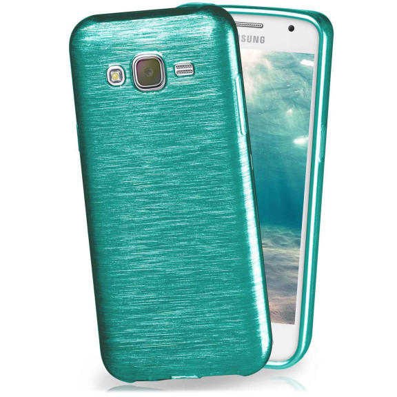 moex Brushed Case für Samsung Galaxy J5 (2015) – Silikon Handyhülle, Backcover in Aluminium Optik – Weiteres Produktbild 1