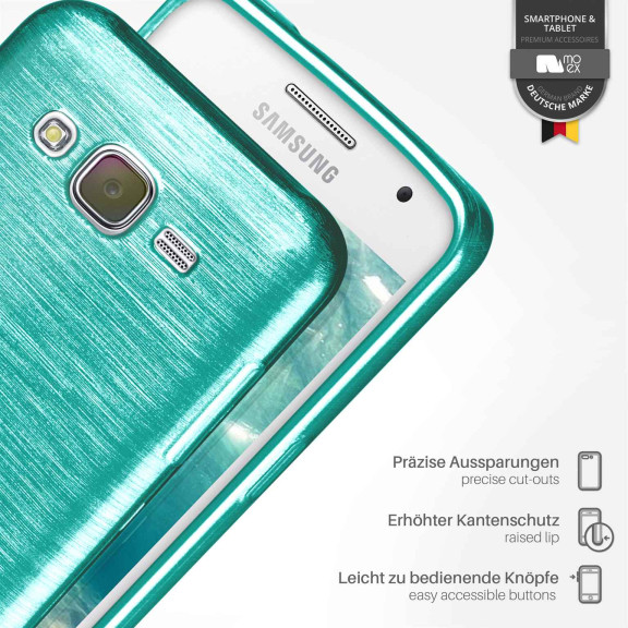 moex Brushed Case für Samsung Galaxy J5 (2015) – Silikon Handyhülle, Backcover in Aluminium Optik – Weiteres Produktbild 3