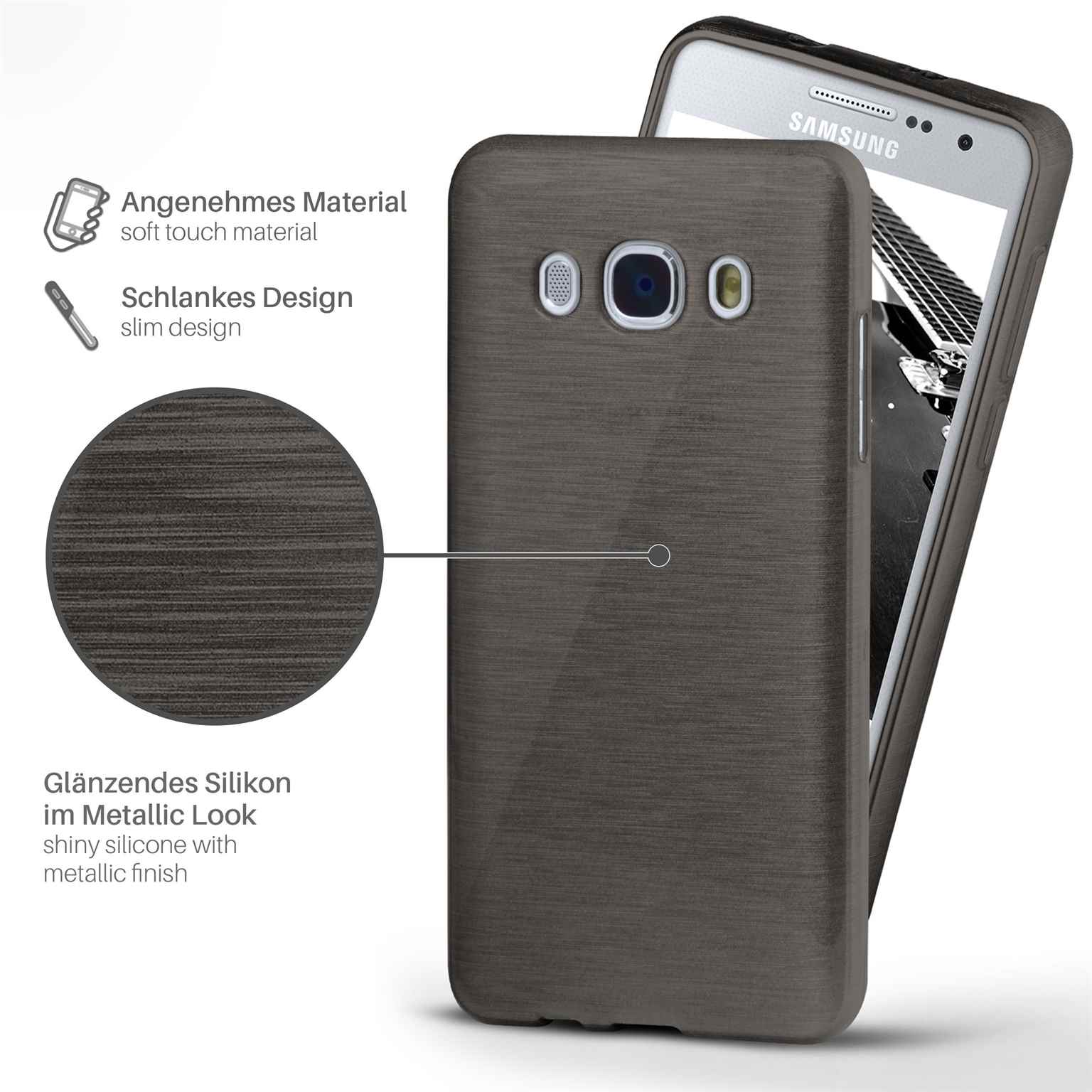 moex Brushed Case für Samsung Galaxy J7 (2016) – Silikon Handyhülle, Backcover in Aluminium Optik – Weiteres Produktbild 1