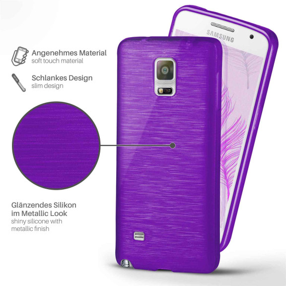 moex Brushed Case für Samsung Galaxy Note 4 – Silikon Handyhülle, Backcover in Aluminium Optik – Weiteres Produktbild 2