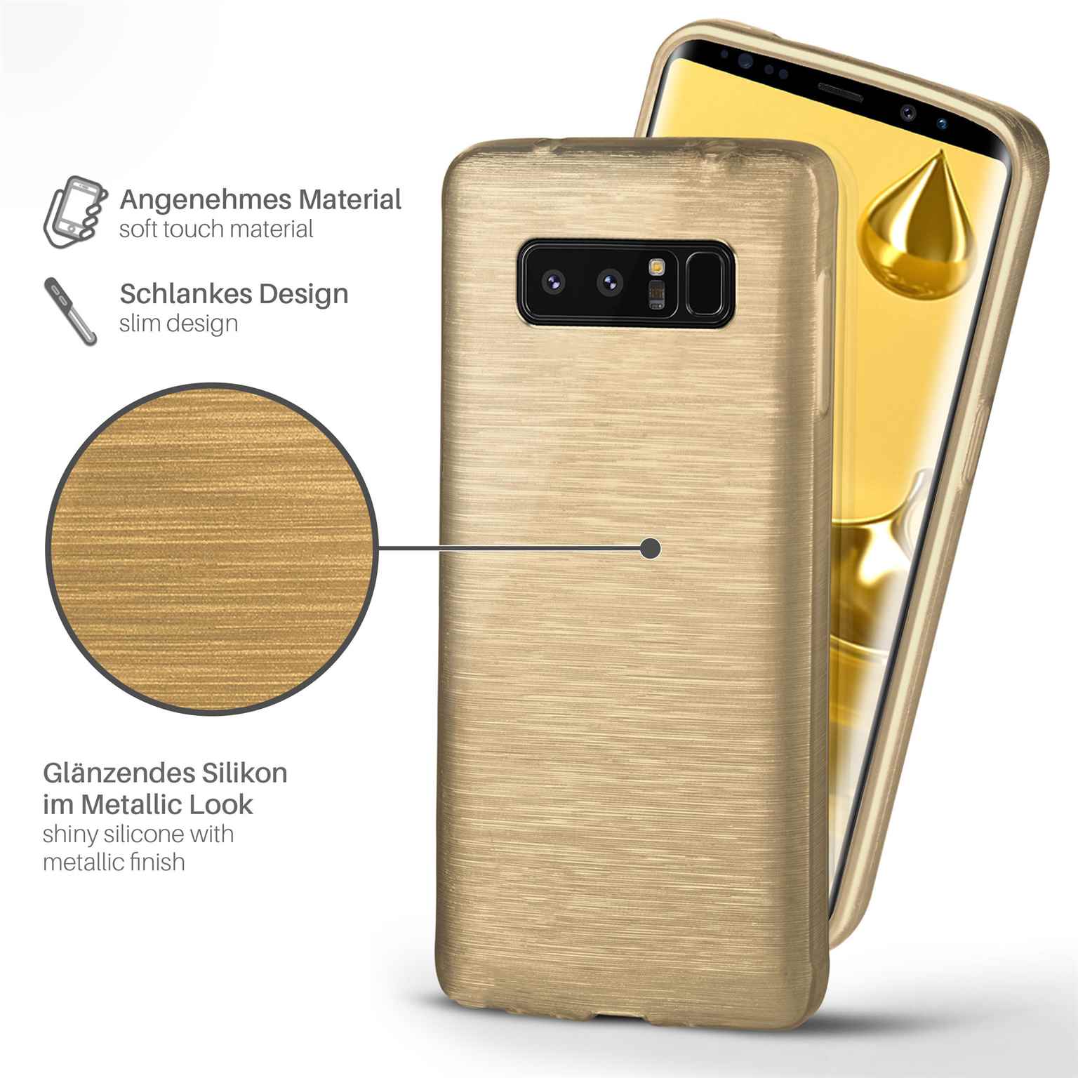 moex Brushed Case für Samsung Galaxy Note 8 – Silikon Handyhülle, Backcover in Aluminium Optik – Weiteres Produktbild 1
