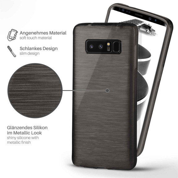 moex Brushed Case für Samsung Galaxy Note 8 – Silikon Handyhülle, Backcover in Aluminium Optik – Weiteres Produktbild 2