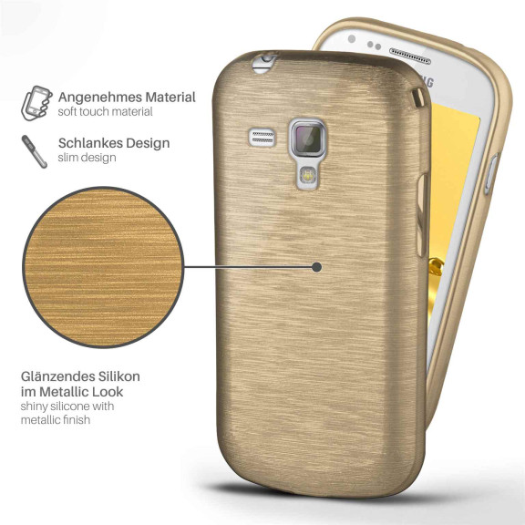 moex Brushed Case für Samsung Galaxy S Duos 2 – Silikon Handyhülle, Backcover in Aluminium Optik – Weiteres Produktbild 2