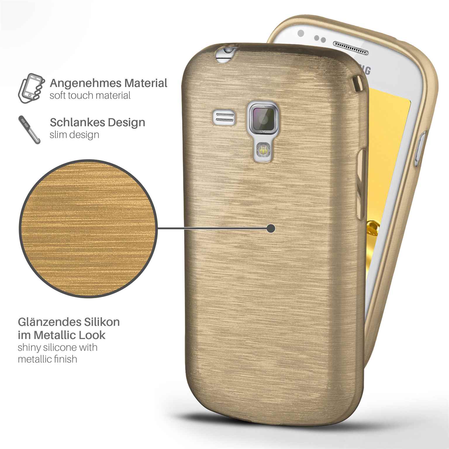 moex Brushed Case für Samsung Galaxy S Duos 2 – Silikon Handyhülle, Backcover in Aluminium Optik – Weiteres Produktbild 1
