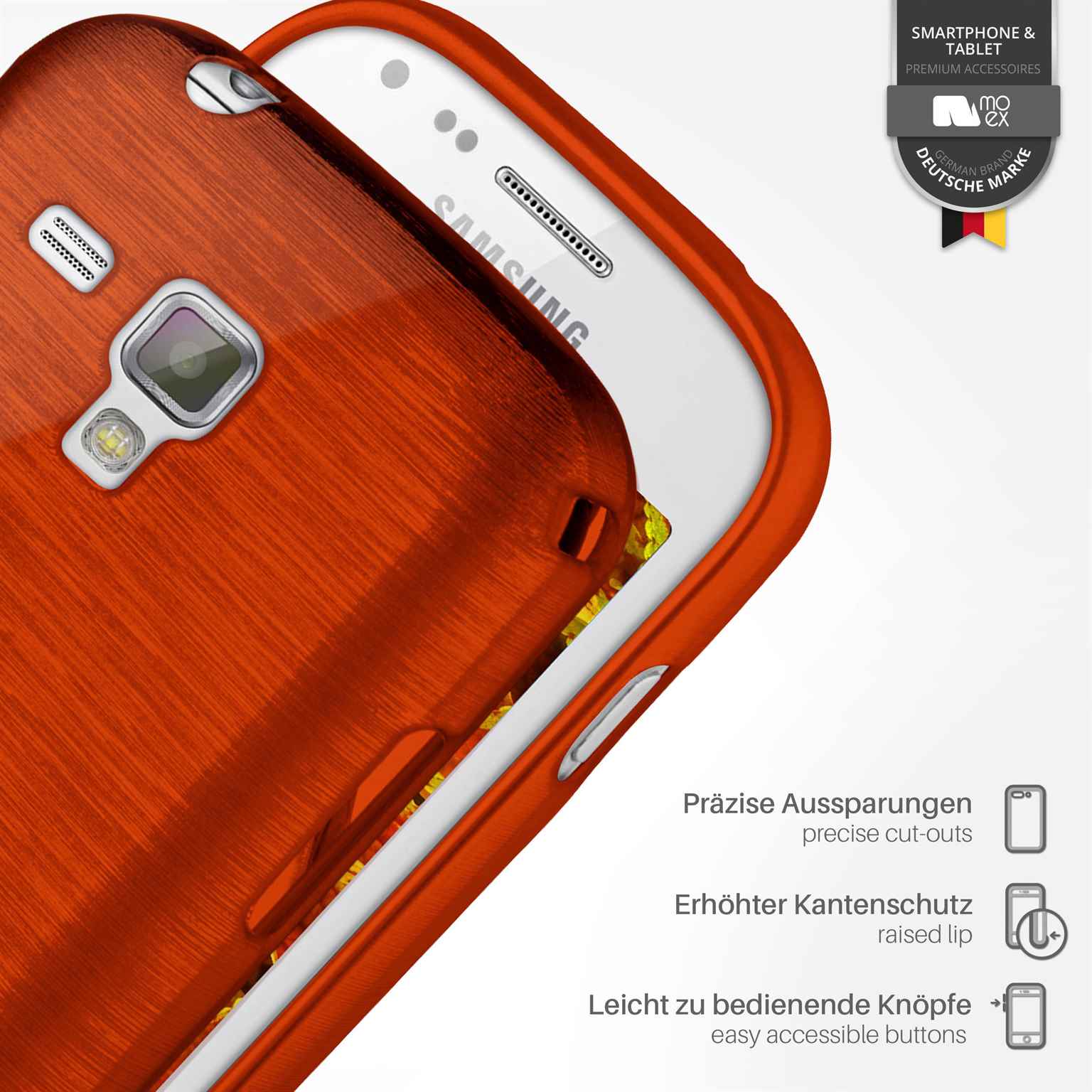 moex Brushed Case für Samsung Galaxy S Duos 2 – Silikon Handyhülle, Backcover in Aluminium Optik – Weiteres Produktbild 2