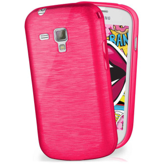 moex Brushed Case für Samsung Galaxy S Duos 2 – Silikon Handyhülle, Backcover in Aluminium Optik – Magenta-Pink moex Brushed Case für Samsung Galaxy S Duos 2 – Silikon Handyhülle, Backcover in Aluminium Optik – Magenta-Pink