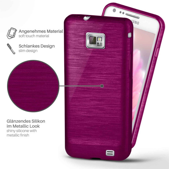 moex Brushed Case für Samsung Galaxy S2 Plus – Silikon Handyhülle, Backcover in Aluminium Optik – Weiteres Produktbild 2