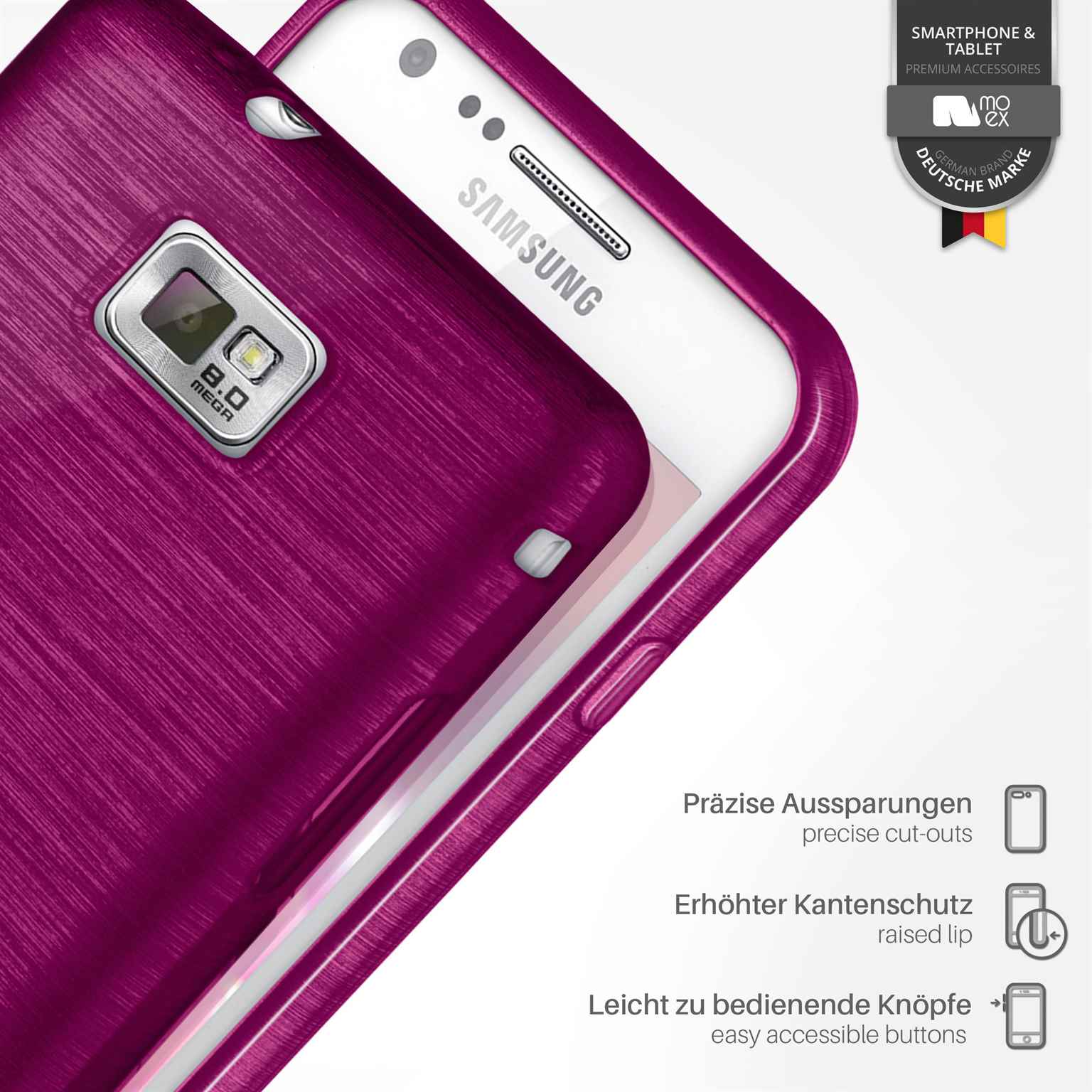 moex Brushed Case für Samsung Galaxy S2 Plus – Silikon Handyhülle, Backcover in Aluminium Optik – Weiteres Produktbild 2