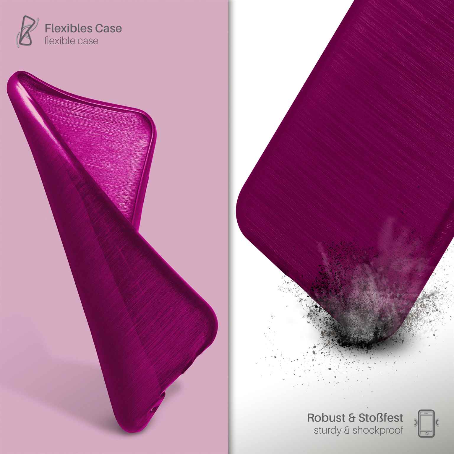 moex Brushed Case für Samsung Galaxy S2 Plus – Silikon Handyhülle, Backcover in Aluminium Optik – Weiteres Produktbild 3