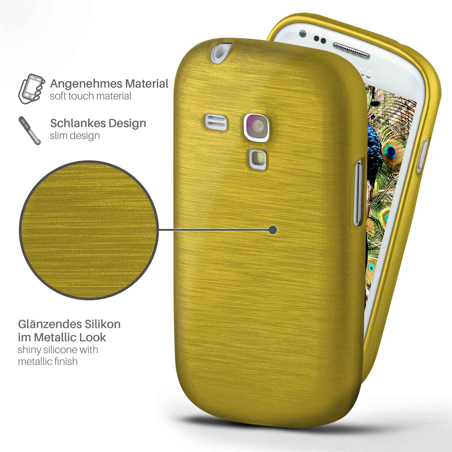 moex Brushed Case für Samsung Galaxy S3 Mini – Silikon Handyhülle, Backcover in Aluminium Optik – Weiteres Produktbild 1