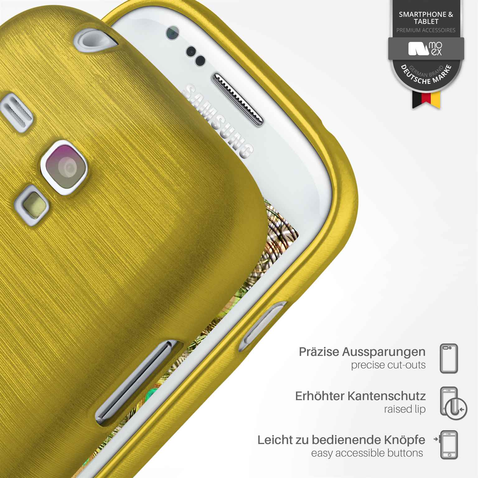 moex Brushed Case für Samsung Galaxy S3 Mini – Silikon Handyhülle, Backcover in Aluminium Optik – Weiteres Produktbild 2