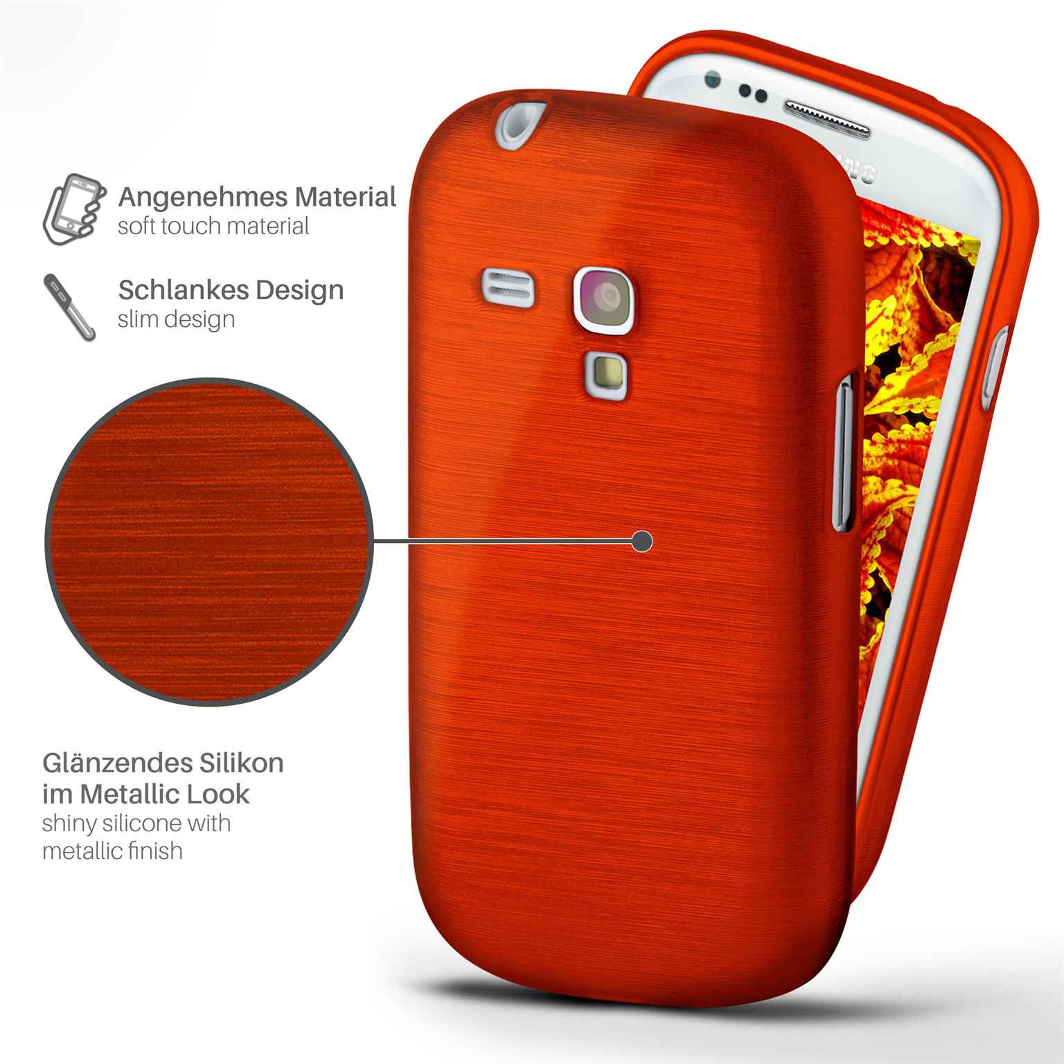 moex Brushed Case für Samsung Galaxy S3 Mini – Silikon Handyhülle, Backcover in Aluminium Optik – Weiteres Produktbild 1