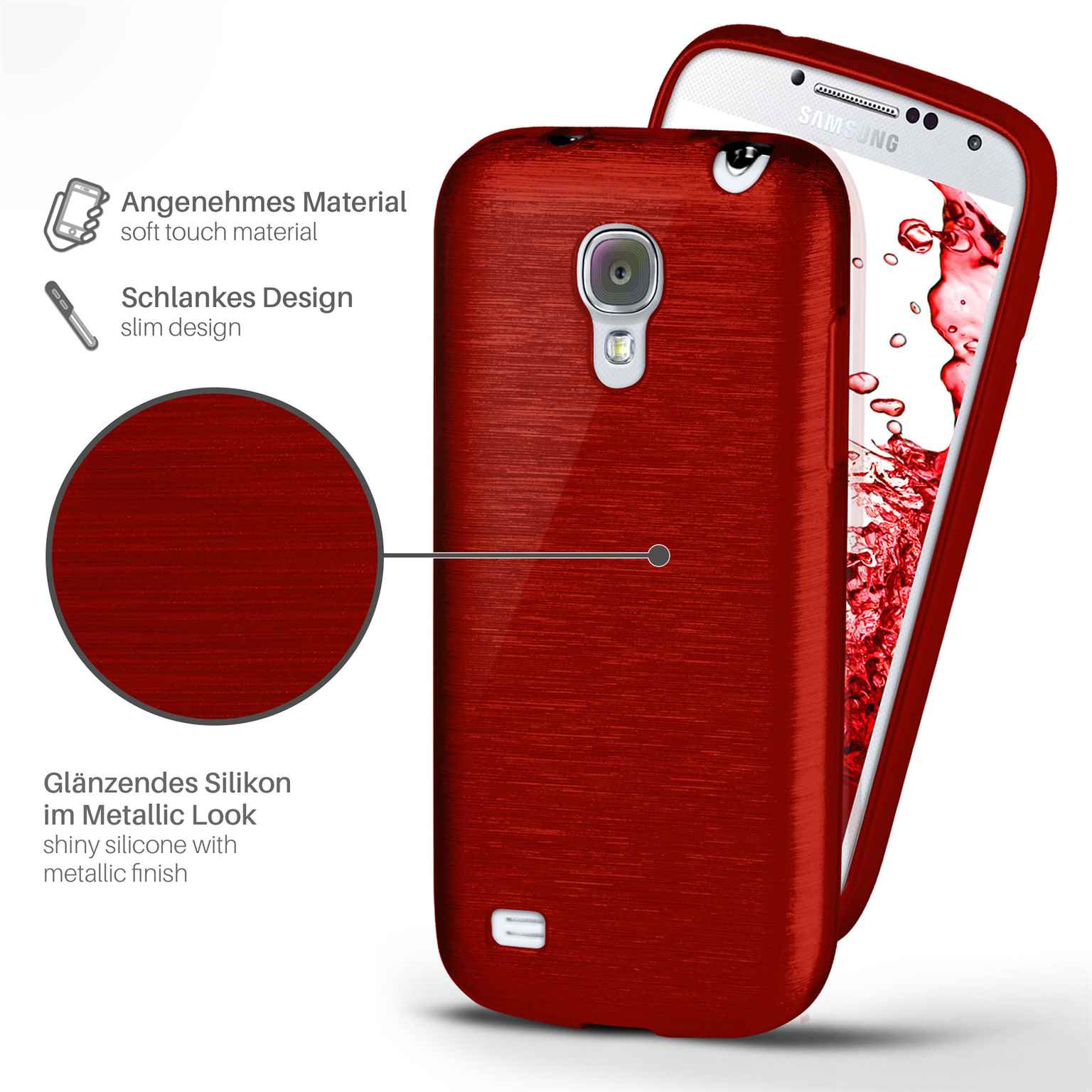 moex Brushed Case für Samsung Galaxy S4 Mini – Silikon Handyhülle, Backcover in Aluminium Optik – Weiteres Produktbild 1