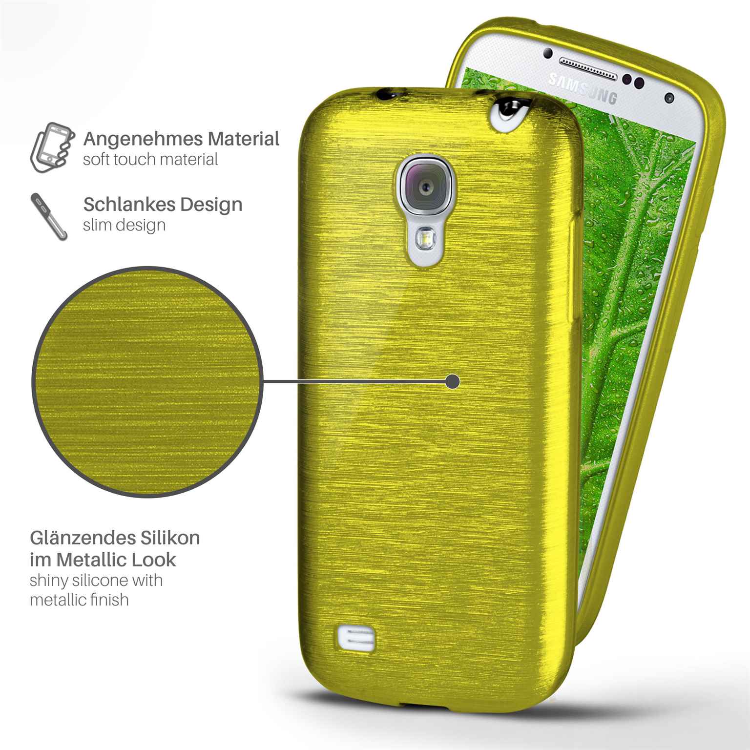 moex Brushed Case für Samsung Galaxy S4 Mini – Silikon Handyhülle, Backcover in Aluminium Optik – Weiteres Produktbild 1