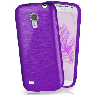moex moex Brushed Case für Samsung Galaxy S4 Mini – Silikon Handyhülle, Backcover in Aluminium Optik – Purpure-Purple