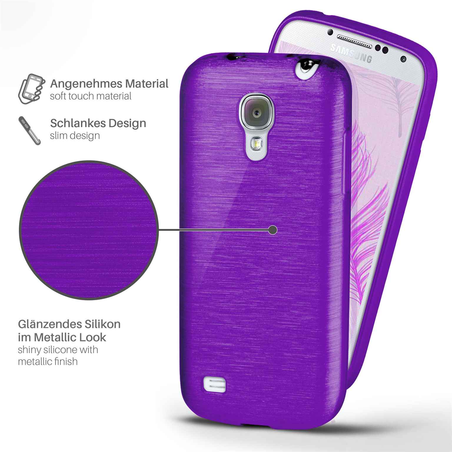 moex Brushed Case für Samsung Galaxy S4 – Silikon Handyhülle, Backcover in Aluminium Optik – Weiteres Produktbild 1