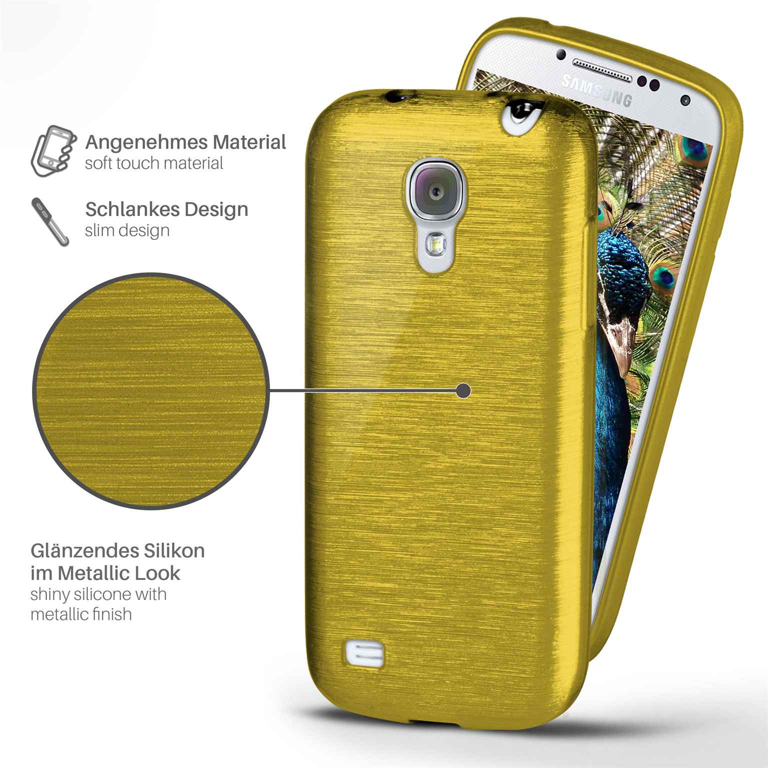 moex Brushed Case für Samsung Galaxy S4 – Silikon Handyhülle, Backcover in Aluminium Optik – Weiteres Produktbild 1