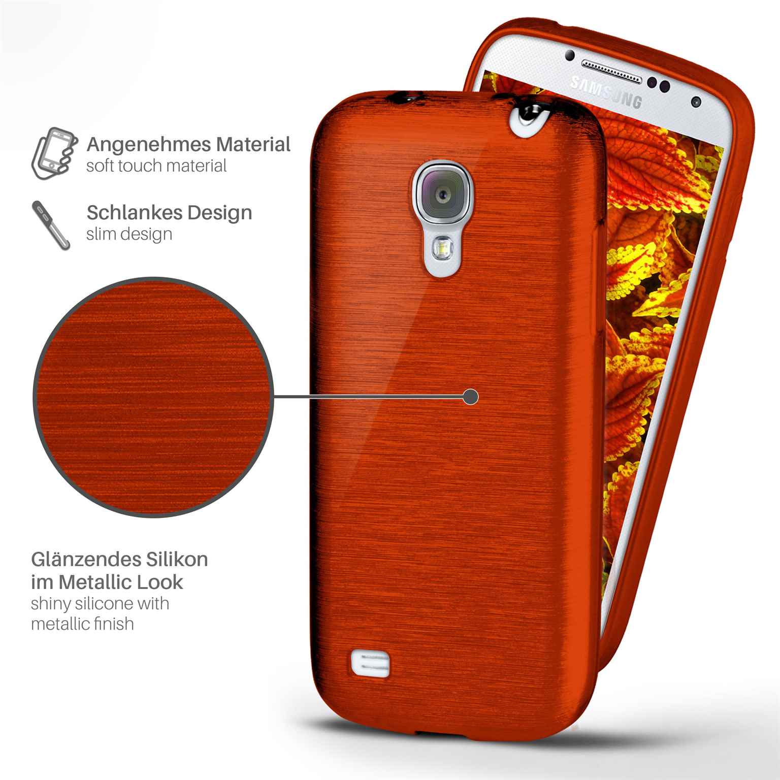 moex Brushed Case für Samsung Galaxy S4 – Silikon Handyhülle, Backcover in Aluminium Optik – Weiteres Produktbild 1